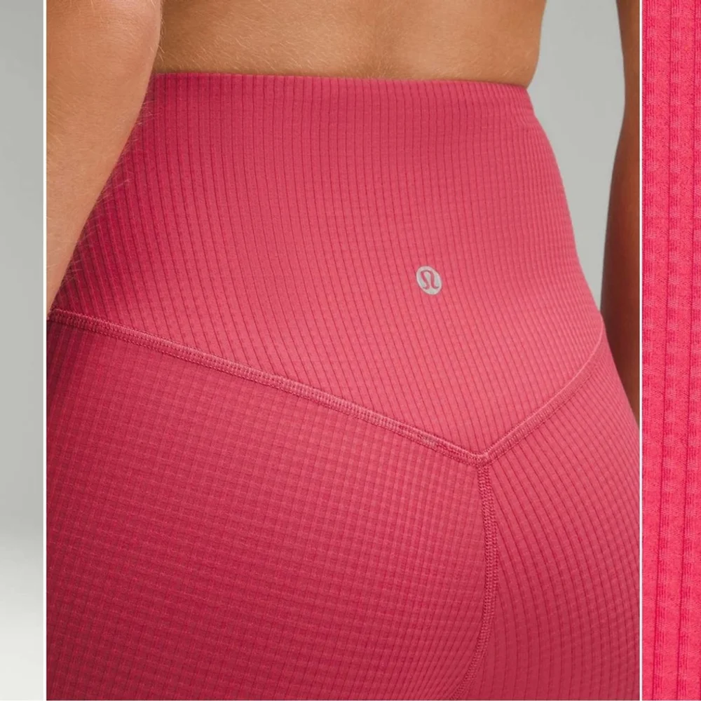 Lululemon NWT V Waist Yoga Tight 25 inch Grid Texture Vintage Rose Size 4
